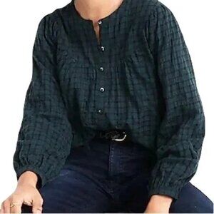 Women's Green Plaid Button-Up Top